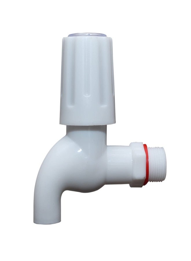Droptech White PVC Plastic Turbo Bib Cock/Water Taps for Kitchen Bathroom Wash Basins - Set of 3 (1/2", 15 mm) Type PVC Taps Faucet for Hot and Cold Water - Image 2